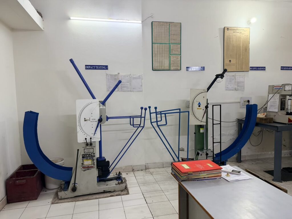 Impact testing machine in the quality lab
